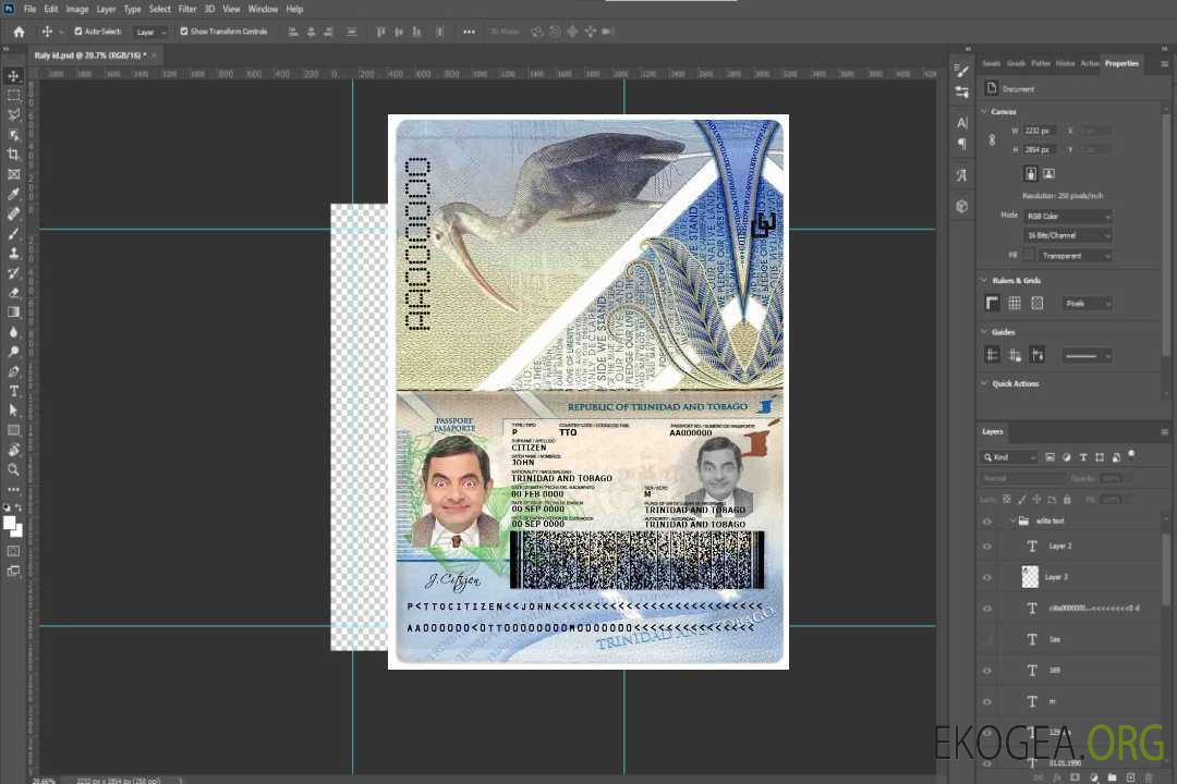 Passeport de Trinité-et-Tobago template Passeport de Trinité-et-Tobago template